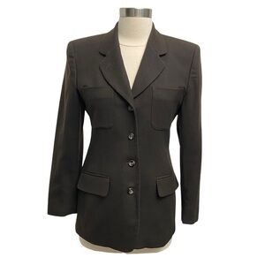 Jones New York Pure Wool Preppy Blazer In Dark Brown